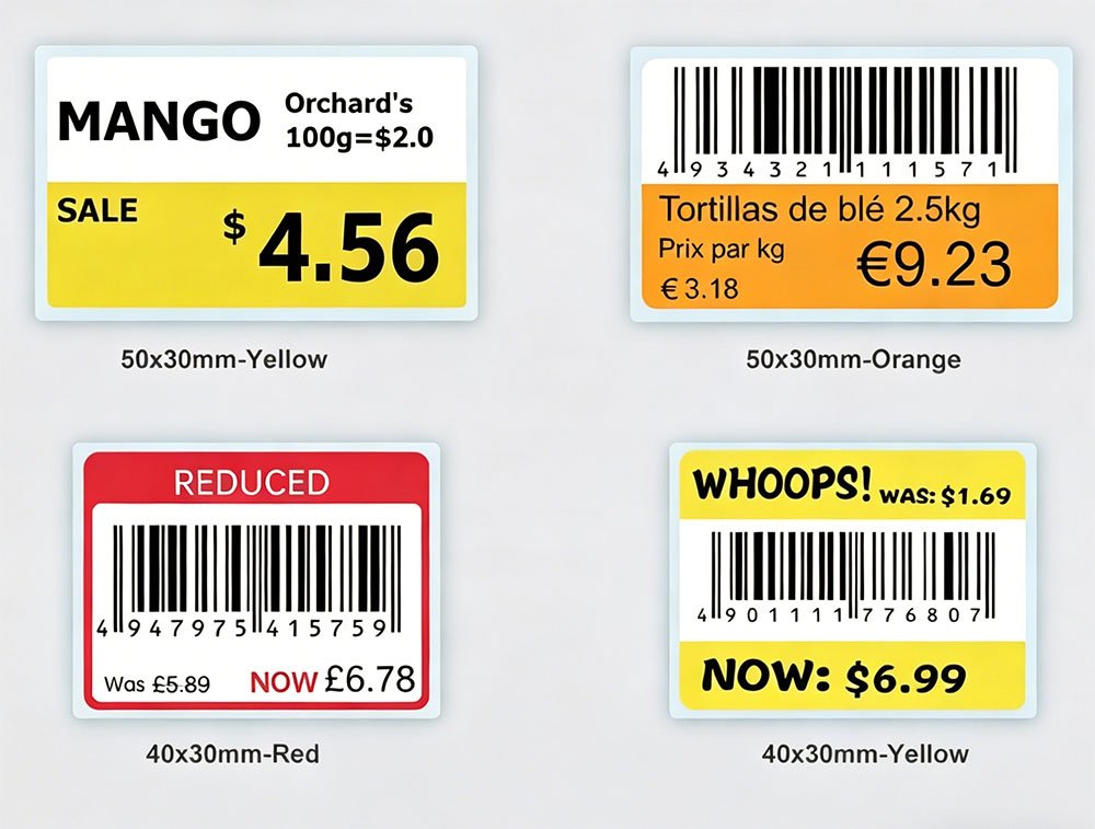 Étiquettes prix MRP cosmétiques code-barres