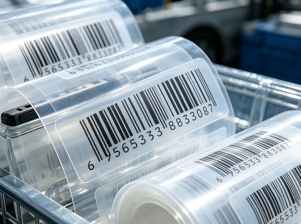 Étiquettes code-barres transparentes industrielles
