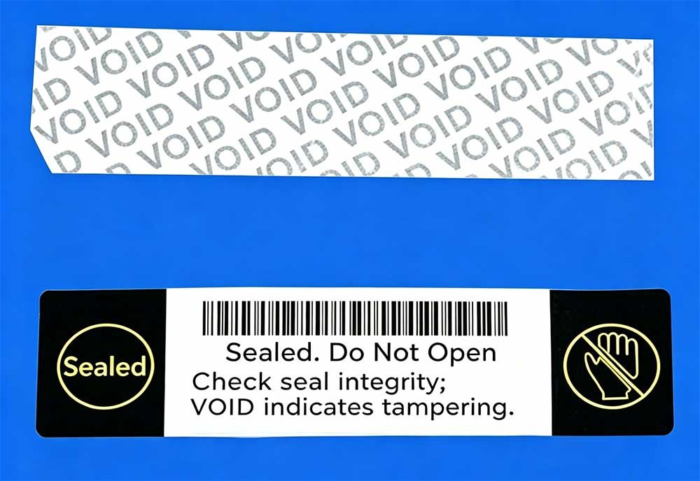 Étiquettes code-barres VOID inviolables