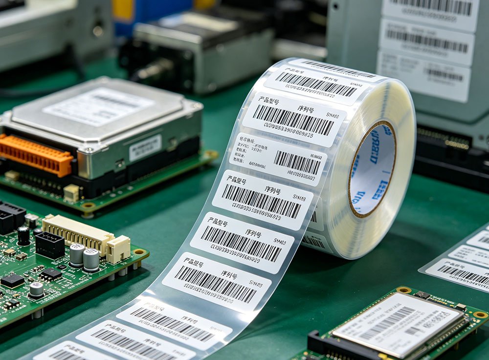 Étiquettes code-barres transparentes pour électronique