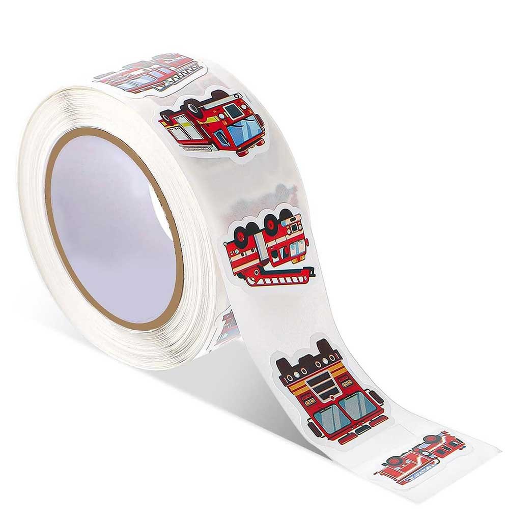Set de stickers camions de pompiers style cartoon pour maquettes et loisirs